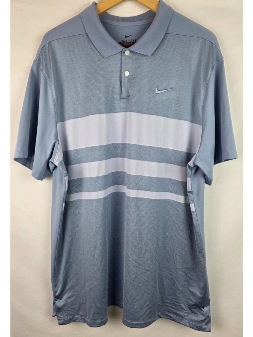 Nike Dri-Fit Men's Polo Golf Shirt Size XL Blue Striped Short Sleeve Top